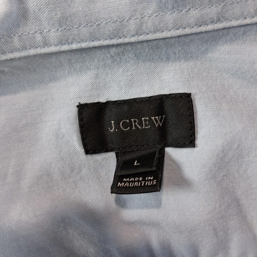 J.Crew Button Down Shirt Men L Light Blue Brown Button Old Money Long Sleeve